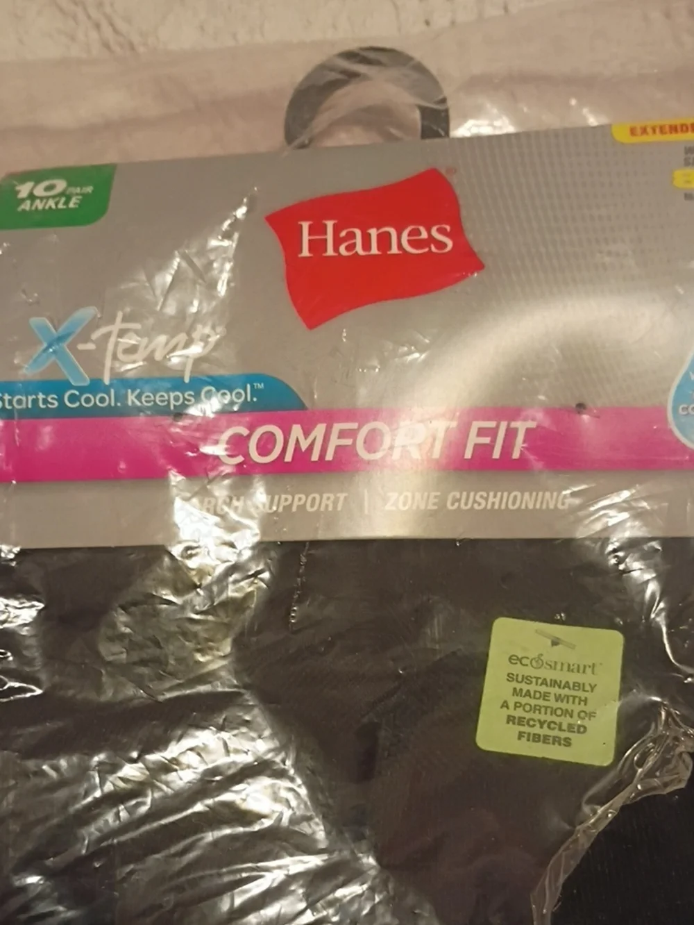 Hanes X-Temp Comfort Fit Women's Ankle Black Socks - 2-Pack